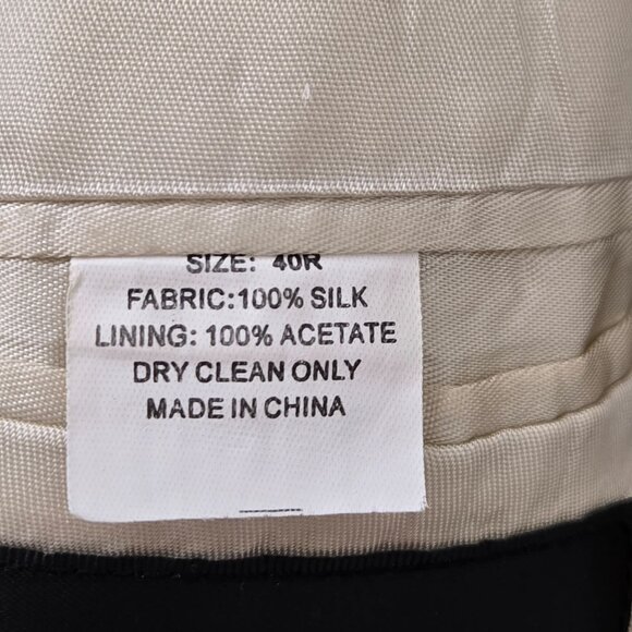 Cezar Del‎ Prado Mens Beige 100% Silk Blazer Jacket Size 40R Herringbone Summer - Picture 4 of 16